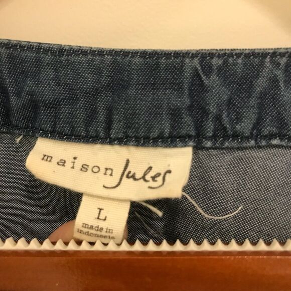 Maison Jules Sz L denim chambray wrap sun dress - Picture 5 of 8